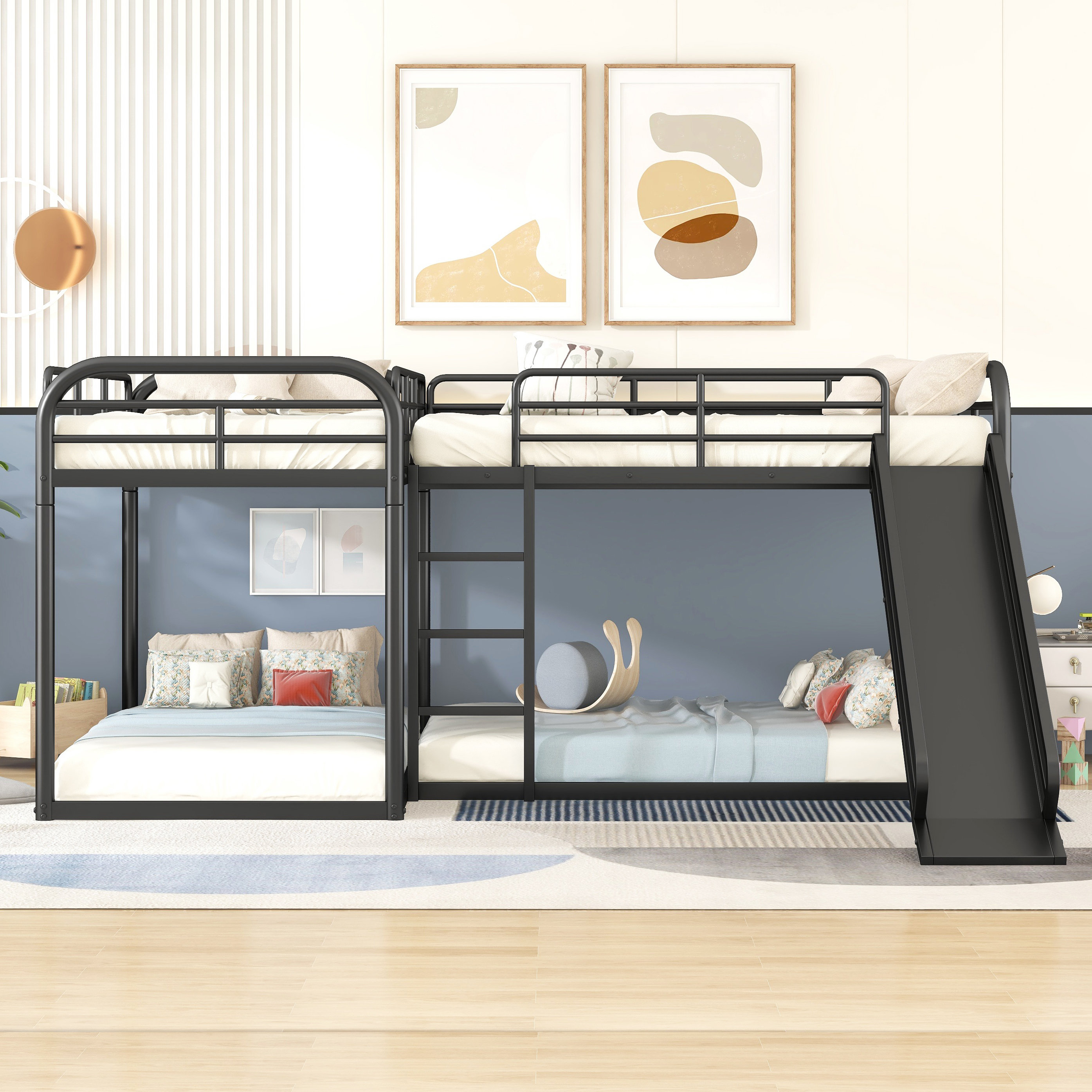 NicBex Twin over Twin Bunk Bed Loft Bed Castle Shape Pine